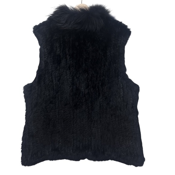 Conrad Luxury Vest Size M Black Rabbit Fur Raccoon Black Designer Whimsigoth - Picture 9 of 9